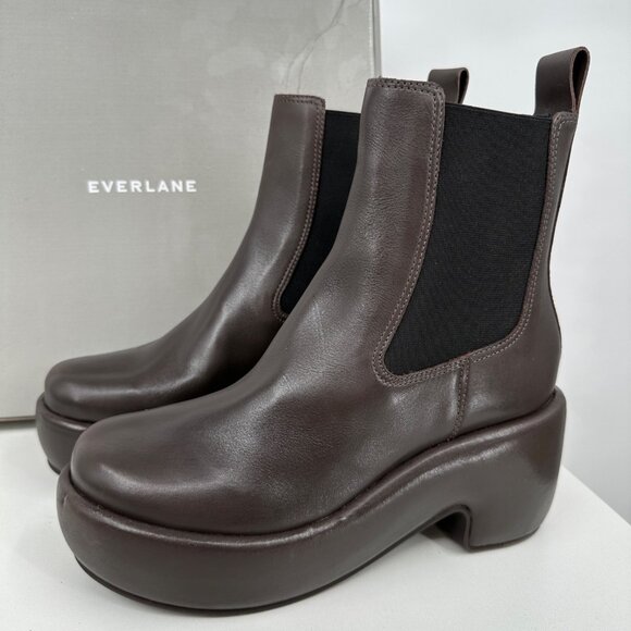 Everlane The Puffa Boot in Dark Brown size 8 Chelsea Ankle 3.25" Chunky Platform - Picture 1 of 8